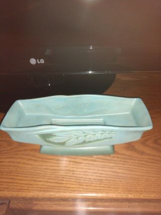 Vintage Roseville Usa 730 - 10 Console Bowl/planter Light Blue/green