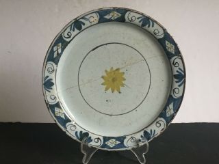 Antique Hand Painted 18th Century English Delft Faience Earthenware Plate