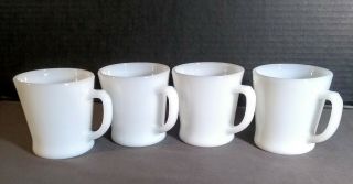 4 Vintage Fire King Anchor Hocking White Milk Glass D Handle Coffee Cup Mug