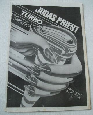Judas Priest - Turbo - 1986 - Music Press Advert Poster 16 X 11 In