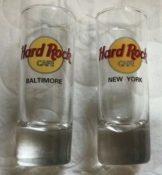 (2) Hard Rock Cafe York & Baltimore Traditional 4 Inch Shot Glass Glasses