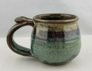 Hand Thrown Blue Green Pottery Coffee Mug