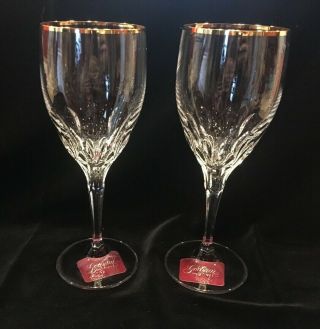 Dimond Gold Gorham Crystal Gold Rime Glasses Set Of 2