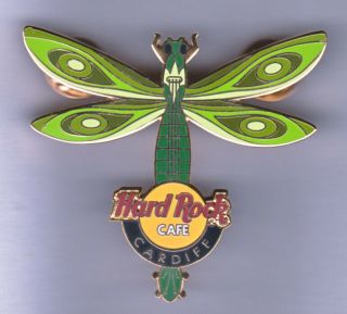 Hard Rock Cafe Pin: Cardiff Dragonfly In Greens Le250