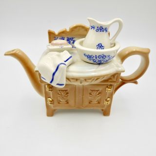 Paul Cardew Miniature " Victorian Washstand " Teapot Porcelain Retired England