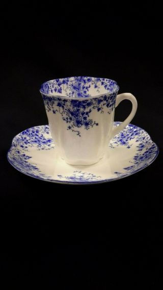 Vintage Shelley Dainty Blue China Tea Cup Saucer England Blue/white
