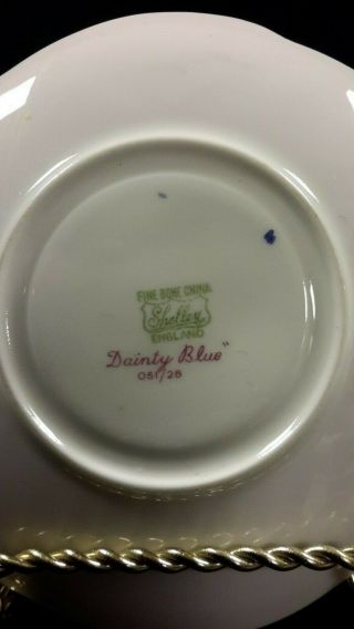 VINTAGE Shelley Dainty Blue China Tea Cup Saucer England Blue/White 5