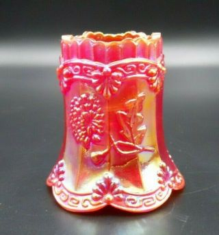 RARE VINTAGE VOGELSONG RED AMBERINA IRIDESCENT GLASS TOOTHPICK HOLDER 2