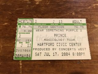 Prince Tm / Ticketmaster Ticket Stub - July 17,  2004 @ Civic Center,  Hartford,  Ct