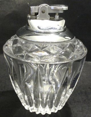 Princess House Lead Crystal Glass Highlights Butane Table Lighter (loc - Big)