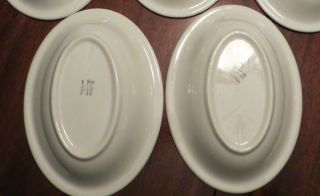 2 Buffalo China Restaurant Ware Oval Serving Bowls White w/black & burgundy VTG 3