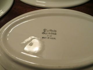 2 Buffalo China Restaurant Ware Oval Serving Bowls White w/black & burgundy VTG 5