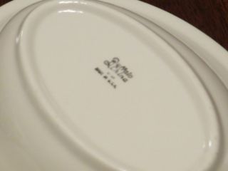 2 Buffalo China Restaurant Ware Oval Serving Bowls White w/black & burgundy VTG 6
