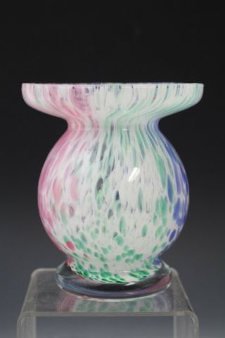 Vintage Lavorazione Murano Italian Art Glass Pink Blue Bulbous Vase 3