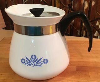 Vintage Corning 2 Qt Cornflower Coffee / Tea Pot