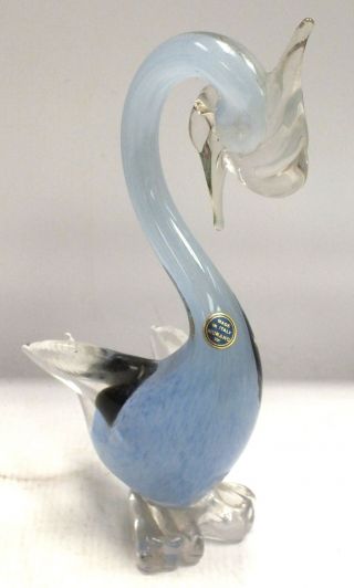 Vintage Murano Blue,  Black,  Transparent Art Glass Bird Figurine/ Ornament - C05