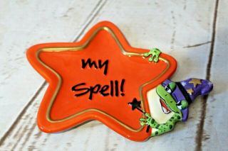 Fitz & Floyd Halloween 3 Spell Bound Snack Plate Candy Dish Frog/Toads/Witch Hat 6