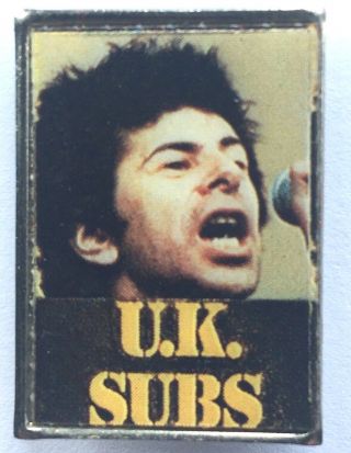 Uk Subs On Stage Old Vintage 70/80`s Metal Pin Badge Uk Made Punk Rock