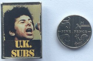 UK SUBS On Stage Old Vintage 70/80`s Metal Pin Badge UK Made Punk Rock 2