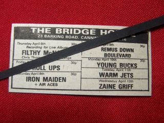 1978 Vintage Gig Advert Iron Maiden Bridge House London Heavy Metal