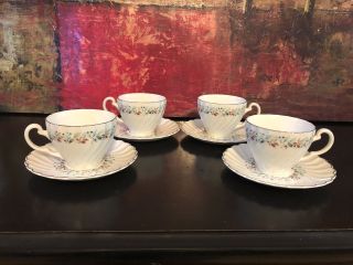 4 Johnson Brothers Snowhite Regency Vermont R114 - 63 Coffee Tea Cups & Saucers