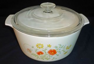 Vintage Corningware Rangetoppers Wildflower 5 Qt Casserole With Lid