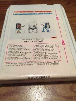 Cream/ Heavy Cream 1972 Polydor Records 8 Track Tape 2