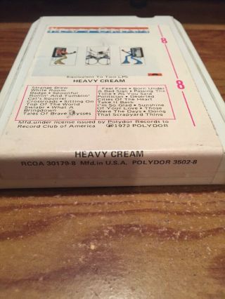 Cream/ Heavy Cream 1972 Polydor Records 8 Track Tape 5