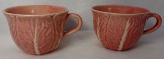 Bordallo Pinheiro China Cabbage Pink Pattern Set Of Two (2) Cups
