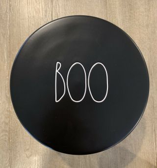 HTF Rae Dunn – BOO Cake Platter Stand - Black Matte Halloween Fall Candy Treats 2