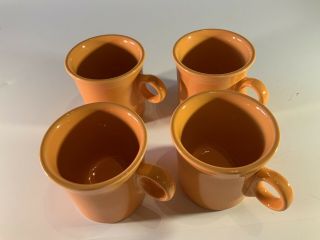 Set Of 4 Fiesta Ware “tom & Jerry” Coffee Mugs With Ring Handle Tangerine Orange