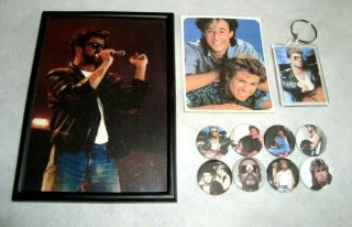 George Michael/ Wham 8 X Badges,  Photo Keyring,  Sticker,  Framed Photo 1
