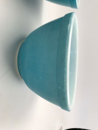 2 Vintage PyrexAqua Turquoise/Robin Egg Blue Small Nesting Mixing Bowl 1 1/2 Pt 5