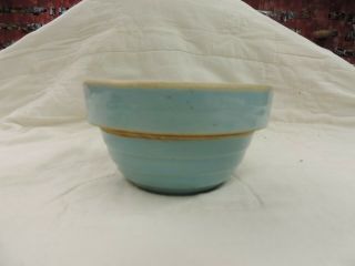 Vintage Small 5 " Turquoise Blue Crock Bowl With Rings Marked Usa 5 In
