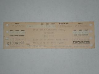 The Cure Concert Ticket Stub - 1989 - Prayer Tour - " Friday I 