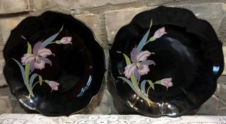 Rare Otagiri Black Orchid Salad Plates 7 3/4 Inch