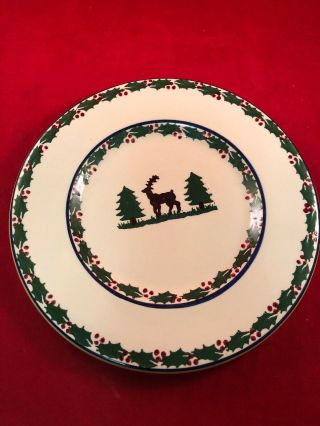 1 Nicholas Mosse Pottery Ireland Christmas Reindeer Trees & Holly Lunch Plate