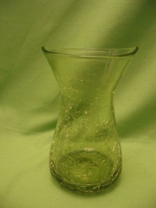 Crackle Glass Container - 5 " Tall,  3 " In Diameter - Green -