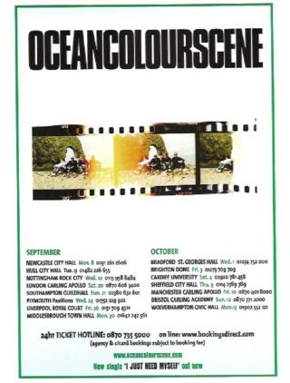 Ocean Colour Scene 2003 Tour Uk Flyer / Mini Poster 8x6 Inches