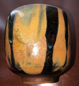 Robert Maxwell Mid Century Modern Stoneware Pottery Vase With Paper Label 2