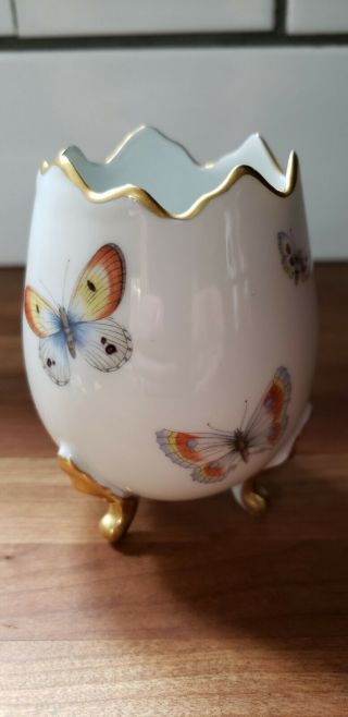 Limoges Gold Trimmed Egg Shaped Butterfly Footed Vase.