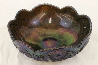 Vintage Imperial Smoke Blue Iridescent Carnival Glass Bowl 2
