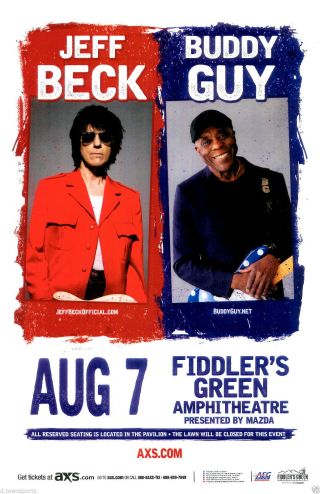Jeff Beck & Buddy Guy 2016 - Fiddlers Green Denver Concert Flyer / Gig Poster