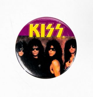 Kiss Vintage Pin Button Hot In The Shade (c) 1989 Eric Paul Gene & Bruce