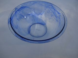 Corning Ware Pyrex 11 3/4 326 Clear Cobalt Blue Swirl Mixing Bowl 4 Qt 3.  7 Liter