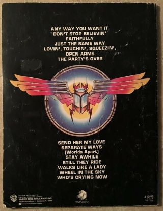 JOURNEY GREATEST HITS SHEET MUSIC SONGBOOK 1984 LYRICS 2