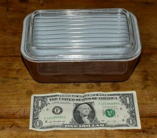 Vintage Pyrex BROWN 0502 1 1/2 pt.  Glass Refrigerator Dish w/ Cover 17 - 3