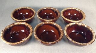 Vintage Set Of 8 Hull Ware Brown Drip Cereal Bowls Oven Proof Usa