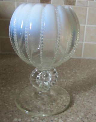 Vintage Opalescent Pressed Glass Rose Bowl