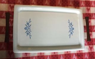 Corning Ware Cornflower Blue Broil Bake Tray P - 35 - B With Serving Cradle Rack